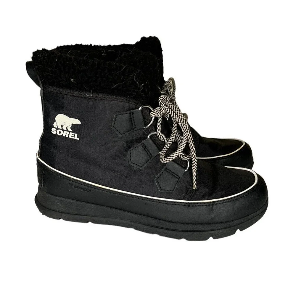 SOREL Explorer Carnival Boots Black/Sea Salt Women’s Size 8.5‎